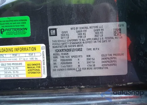 2015 GMC Acadia Denali z USA, uszkodzony, nr VIN 1GKKRTKD6FJ310452